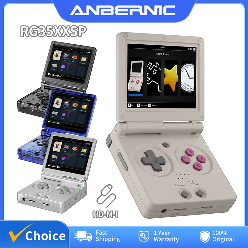 ANBERNIC RG35XXSP Portable Flip Retro Handheld Game Console 3.5 Inch IPS Screen Linux System 3300mAh Supports 5G WiFi Bluetooth