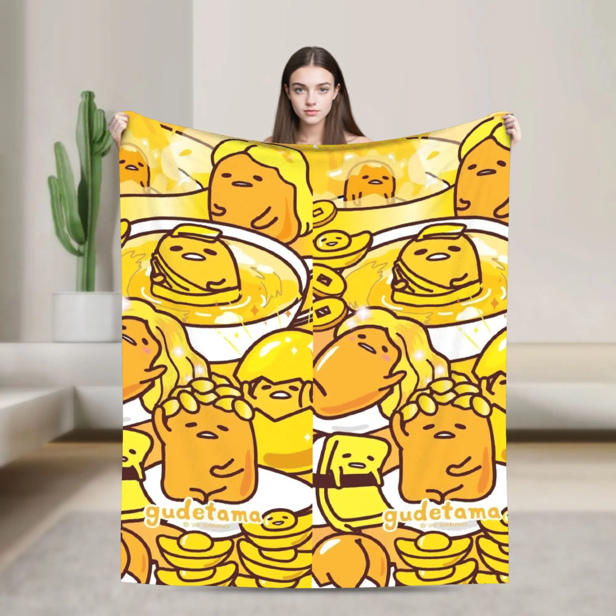

Gudetama Cute Egg Cartoon Blankets Flannel Awesome Breathable Throw Blanket for Bedding Lounge Autumn/Winter