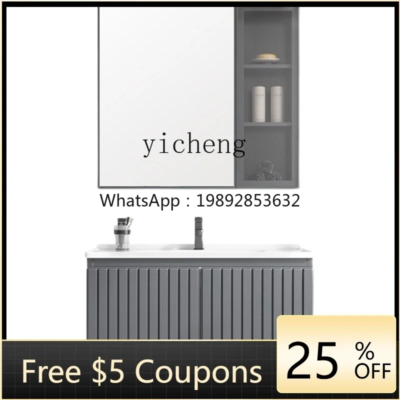 

ZTqh304 Stainless Steel Bathroom Cabinet Combination Light Luxury Bathroom Table Ceramic