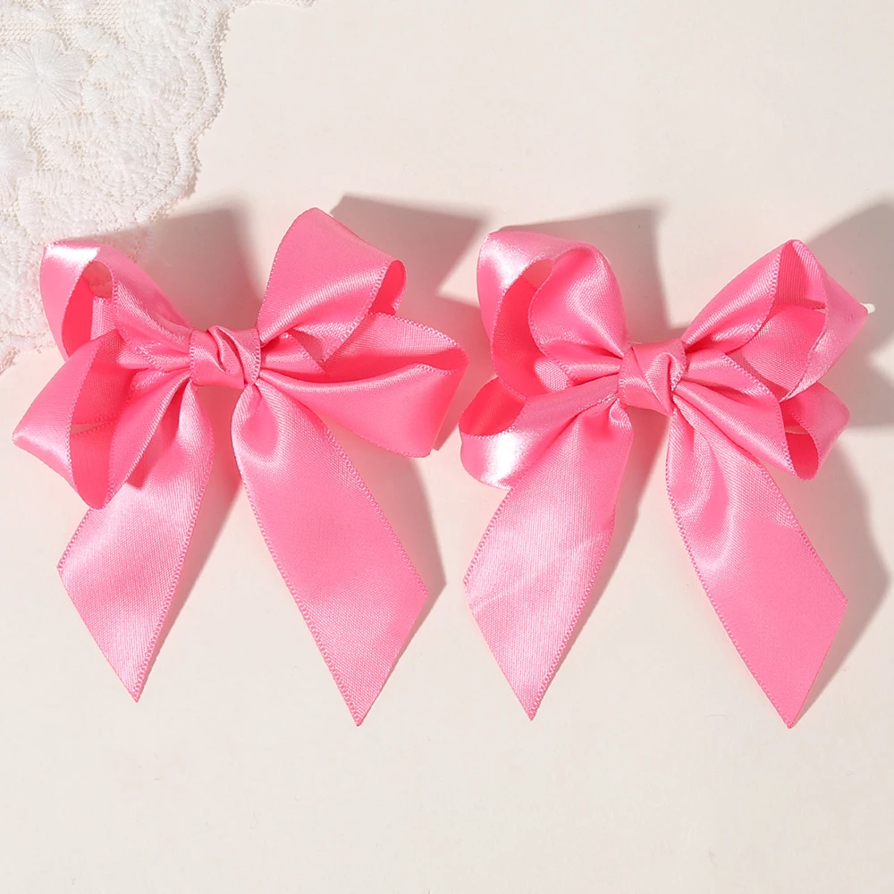 2 Stück/Set Kinder-Haarspangen Einfarbige Schleifenclips für Mädchen Zarte Bandschleifen Haarnadeln Kinder-Haaraccessoires – Detail 12