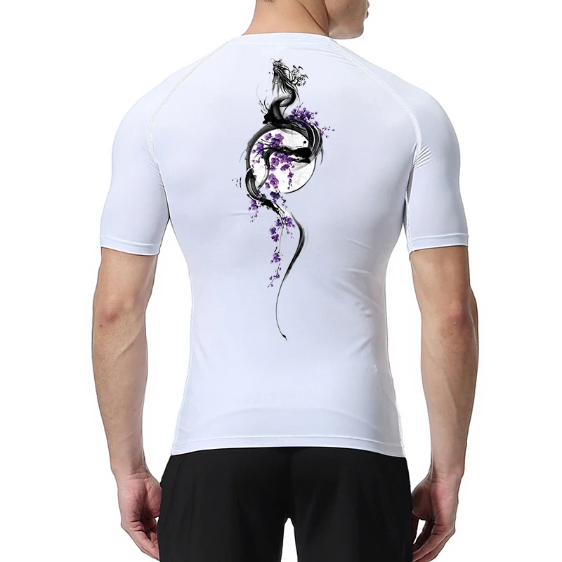 Yin Yang Sword Print Short Sleeve Compression Shirts for Men Summer Athletic Quick Dry T-shirts Gym Workout Running Tees Tops image 6