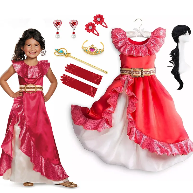 Disney Cartoon Elena of Avalor Cosplay Costume for Little Girl Birthday Party Gift Princess Elena Dress Child Halloween Disguise