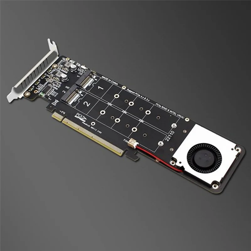 New Double-Sided 4-Disk NVME Raid PCI-E X16 Split Card PCI-E X16 to M.2 M-Key NVME X4SSD RAID Expansion Card Adapter