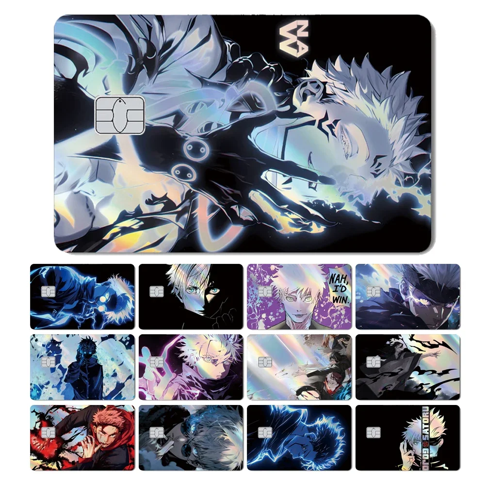 100 % neue Anime Jujutsu Kaisens Gojo Holographic Laser Shinny Front Credit Debit Bank Card Sticker Film Skin Cover
