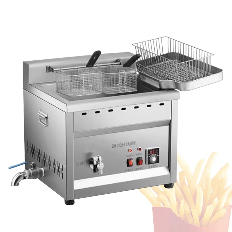 4500W 30L Electric Deep Fryer Single Pot Commercial Restaurant Stainless Steel Oil Water Separation Frying Pan Machine