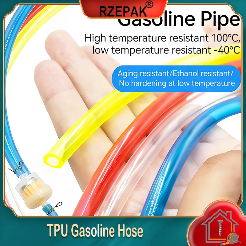 TPU Flexible Fuel Pipe - Anti-Aging Oil-Resistant High Temp Resistant, for Model Airplane Engine/Motorcycle/Car Fuel Line & Tank