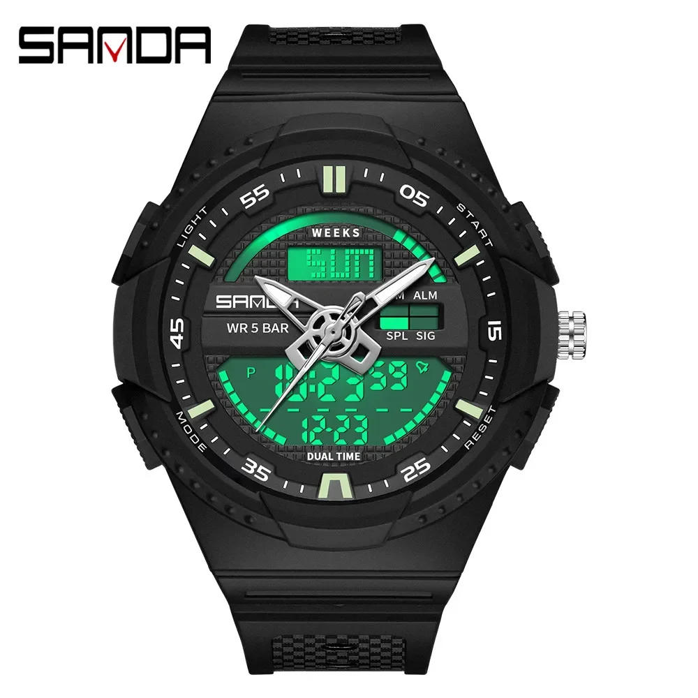 

SANDA Fashion Watch for Men Women Outdoor Sports Quartz Digital Dual Display Shock Water Resistant Wristwatch IM9030