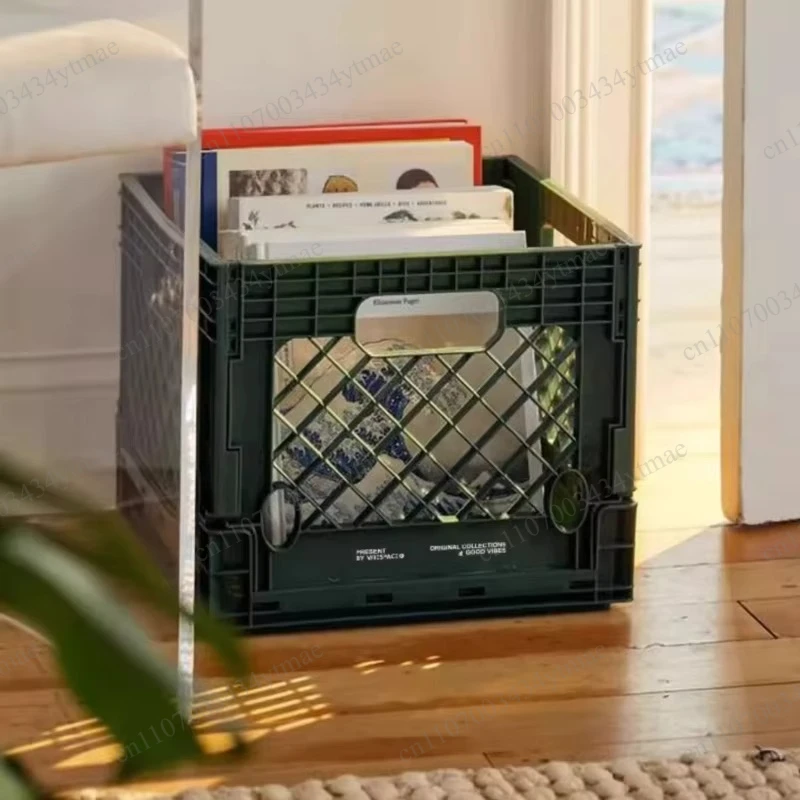 Industrial Style Car Storage Box, Outdoor Folding Stool Chair Multi-Purpose Plastic Milk Crate Durable Camping Organizer