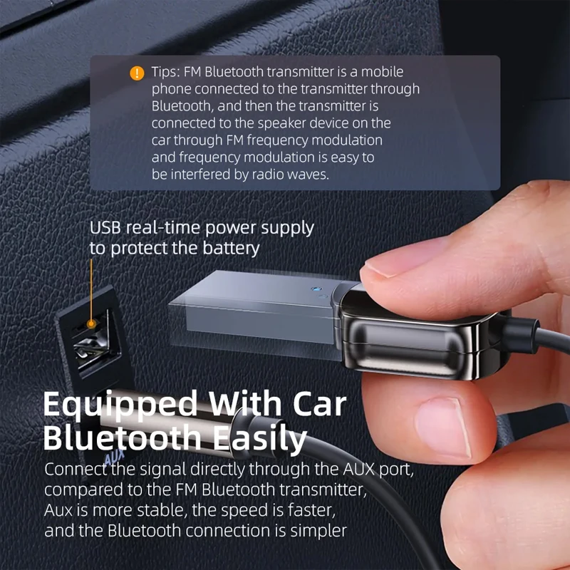 Ricevitore vivefon Car Bluetooth 5.0 ascolto di navigazione musicale adattatore Wireless per assistenza alle chiamate Audio da 3.5mm di altezza Plug And Play