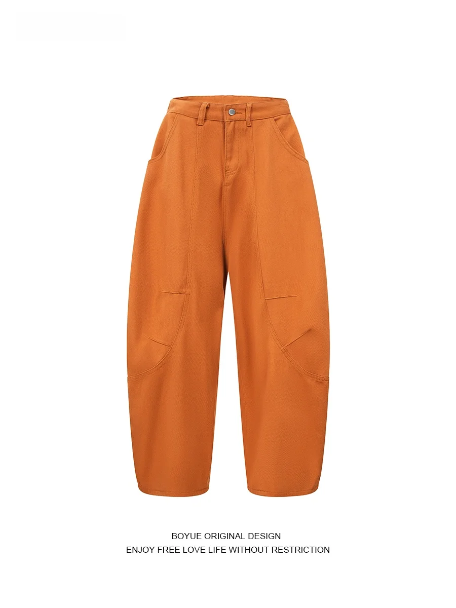 

Boyue American Retro Knife Casual Pants Men's Loose Silhouette Drapey Wide Leg Long Jeans Cotton Waed down Sle