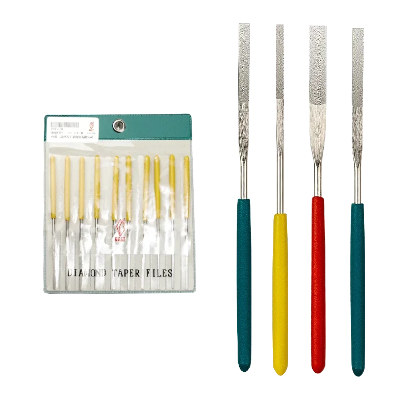 10 pz/set BEST Diamond affused Handle file PTF10 Diamond Trimming file set Size2 ~ 6mm manuale emery small flat file Grit200 ~ 600 #