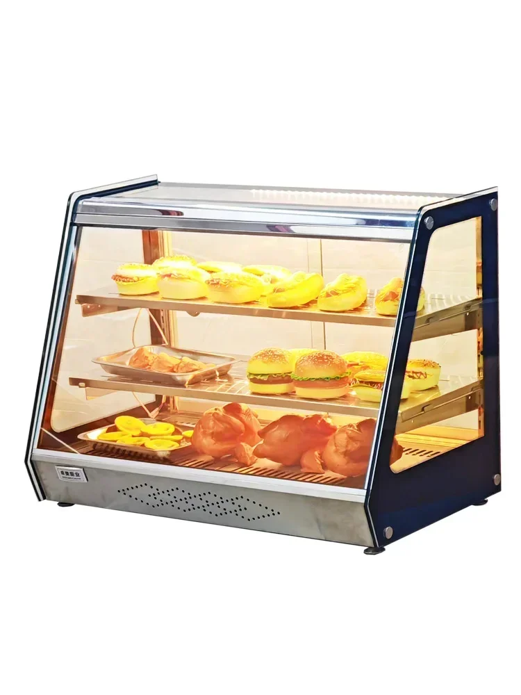 Hot SalsePoloFried Chicken Heat Preservation Counter Type Small Pie Egg Tart Hamburger Bread Display Cabinet Pizza Incubator Com