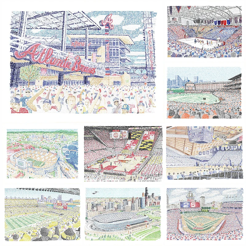 Stadium Word Art Poster Handwritten Prints Canvas Painting Stadium Wall Art Pictures Home Living Room Modern Sport Decoration