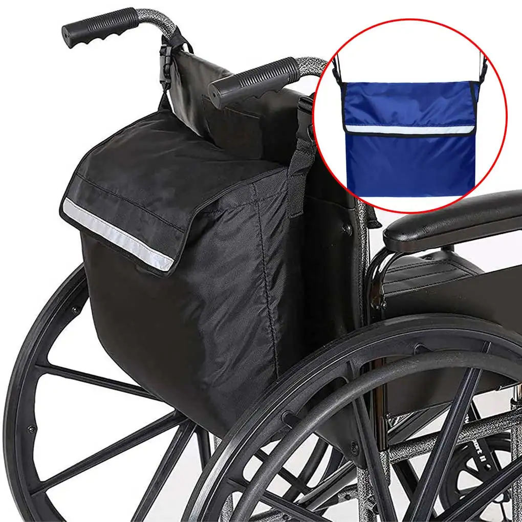 Wheelchair Backpack with Buckle Waterproof Adjustable Shoulder Strap Large Capacity Walker Water Bottle Storage Bags