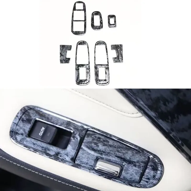 

Interior Black Wooden Color Car Window Lift Switch Panel Cover Trim For Toyota Crown 2015-2018