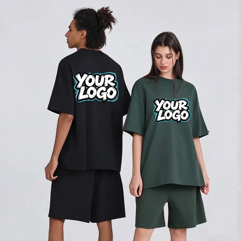 Custom Logo Summer Unisex 100% Cotton Oversized Drop‑Shoulder Short Sleeve T‑Shirt Tees For Hip‑Hop Casual Street Outfits
