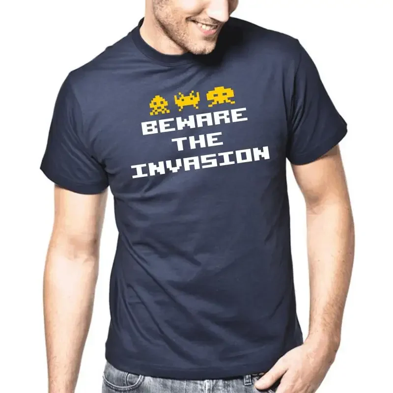 Beware of The Invasion Gamer 8Bit Retro Nipple Said Fun Gift T shirt