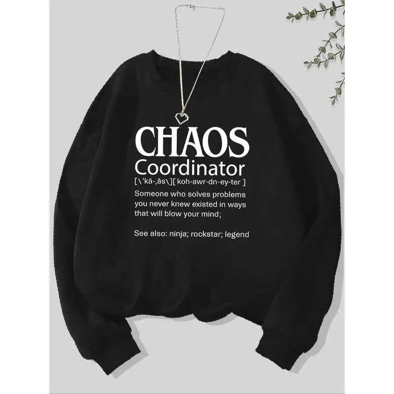 

Women's "Chaos Coordinator" Sweatshirt Funny Definition Slogan Top Mom Wife Manager Gift Casual Pullover