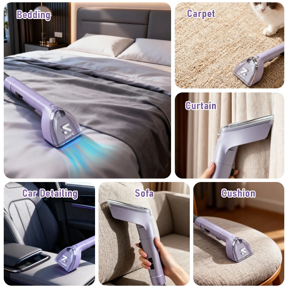 مكنسة كهربائية للتنجيد المحمولة، منظف بقع الحيوانات الأليفة، رذاذ وامتصاص المنزل، مزيل بقع النسيج، منظف إزالة شعر الحيوانات الأليفة