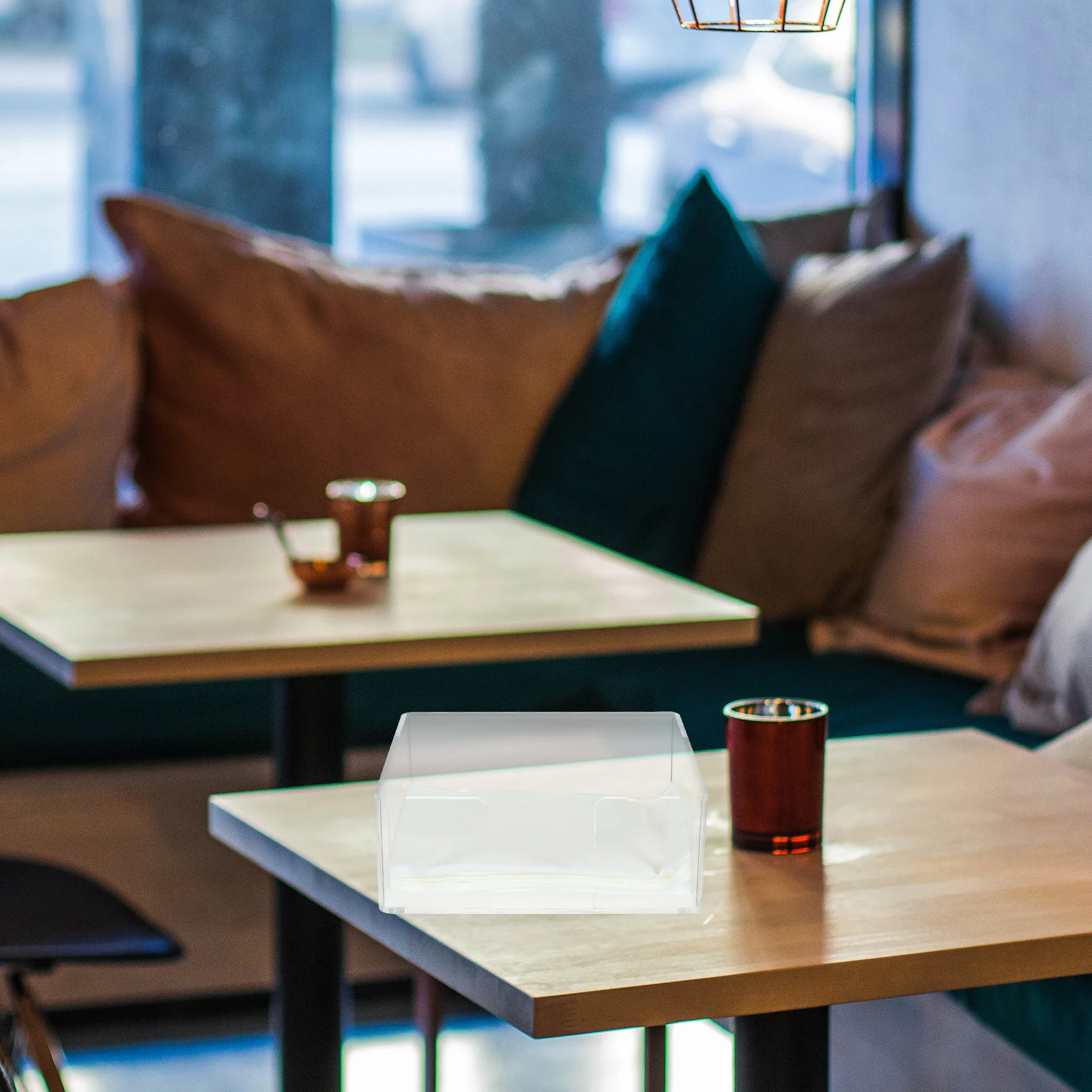 

Clear Acrylic Napkin Holder Modern Minimalist Design Smooth Edges Space Saving Tabletop Organizer for Kitchen Dining Room Home