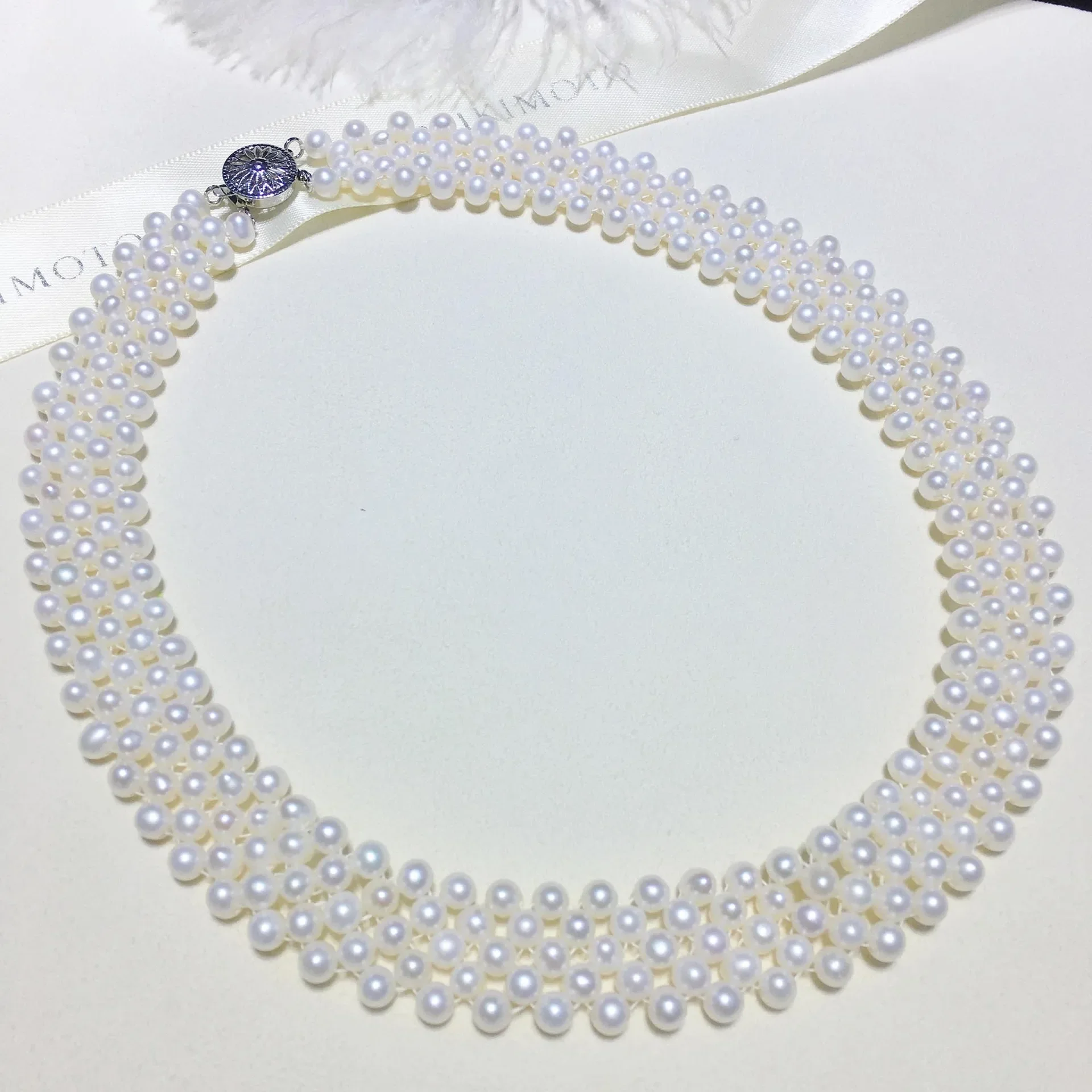 تصميم جديد عقد من اللؤلؤ AAAA5-6mm قلادة من اللؤلؤ الياباني الطبيعي المستدير 925s-45cm #2