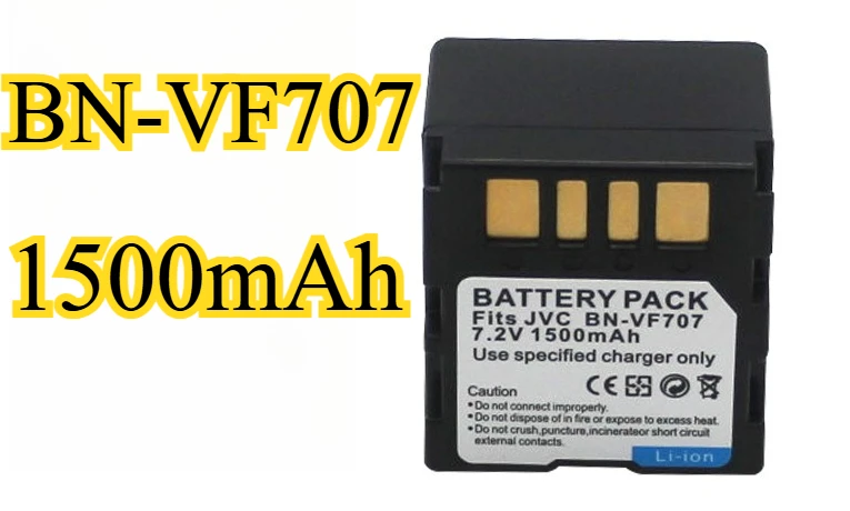 

Аккумулятор BN-VF707, 1500 мАч, подходит для камеры JVC GR-DF430 DF450 DF470, может заменить аккумулятор BN-VF7077U/BN-VF77, подходит для JVC