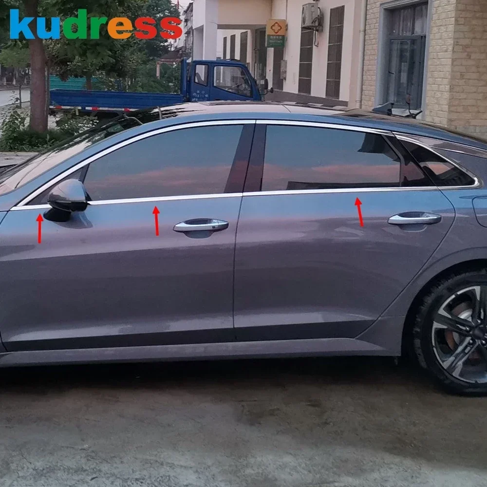 For Kia K5 Optima DL3 2021 2022 2023 2024 Stainless Steel Bottom Window Trim Cover Molding Garnish Strips Car Accessories