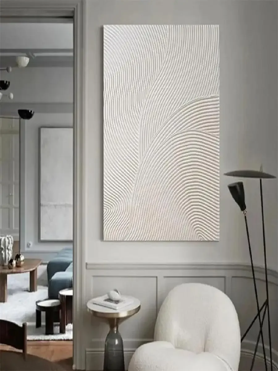 White Abstract Minimalist Textured Wall Art  Ocean Wave Beach Painting on Canvas  WabiSabi Wall Decor for Living Room  Poster Pr