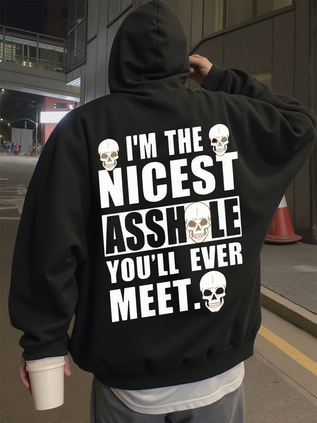 남성용 후드티 스트리트웨어 해골 프린트 그래픽 재미있는 슬로건 후드티 봄, 가을, 겨울용 남성용 스웨트셔츠