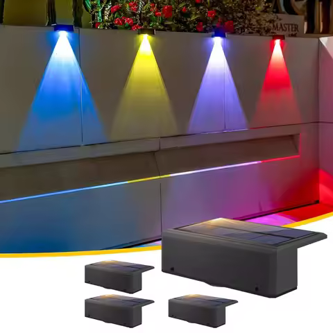 Solar Fence Light Outdoor RGB/Fixed Color Deck Light IP65 Waterproof Solar Outdoor Light for Railing Patio Xmas Christmas Decor