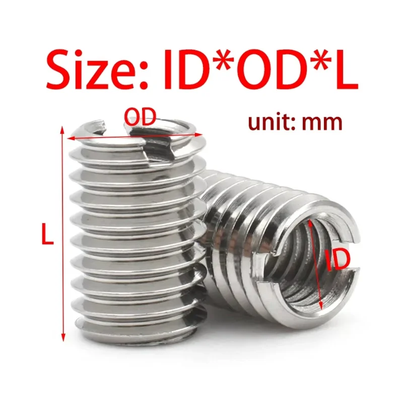 304 Stainless Steel Slotted Inside Outside Thread Adapter Screw M2 M2.5 M3 M4 M5 M6 M12 Wire Thread Insert Sleeve Conversion Nut