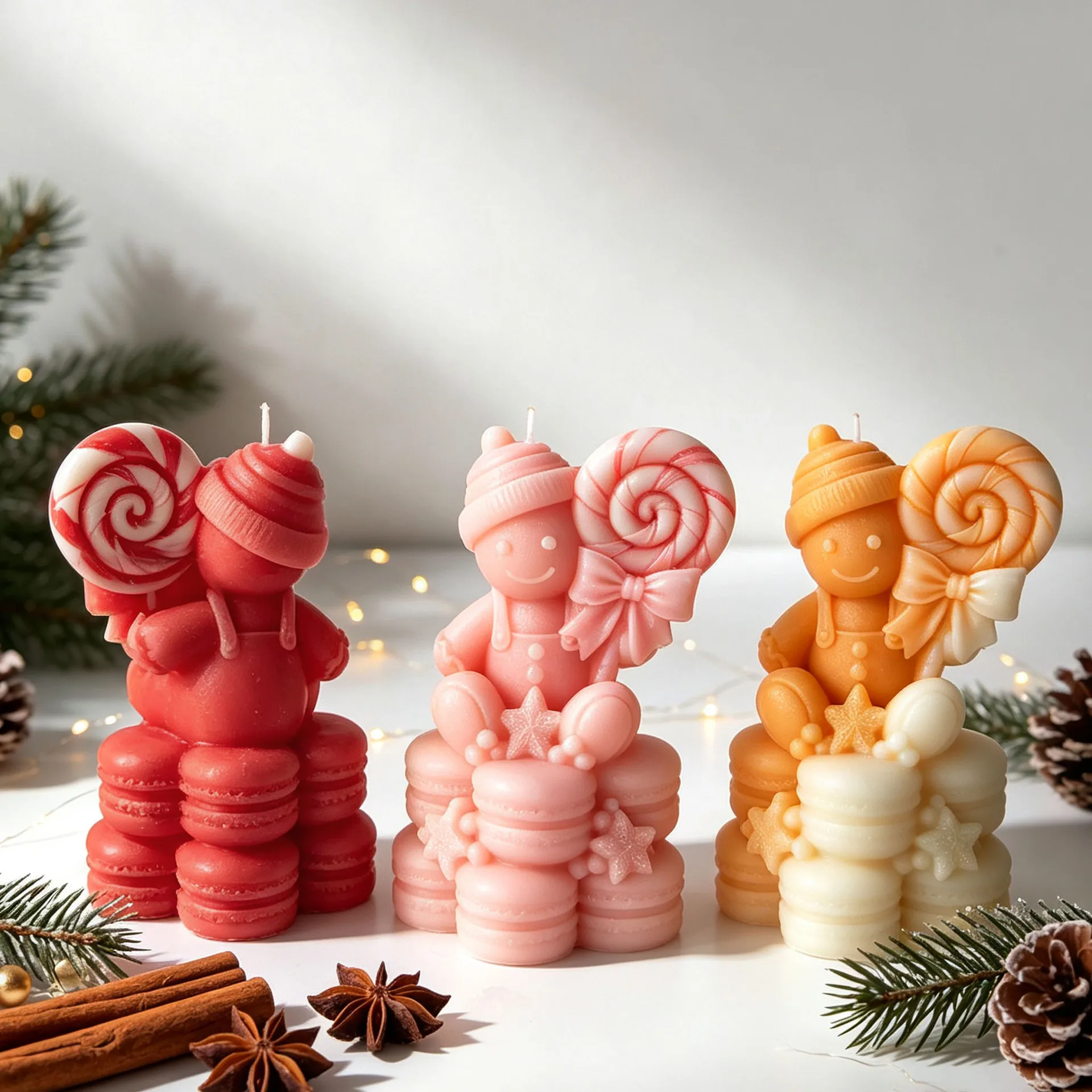 DIY Lollipop Gingerbread Man Christmas Candle Mold Handmade Aroma Candle Plaster Crafts Molds Xmas Candy Chocolate Baking Mould