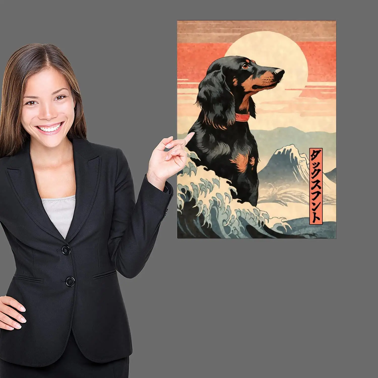 Japanese Mountain with Dog Labrador Doberman Rottweiler Bulldog Canvas Posters and Prints Wall Art Pictures Home Decor