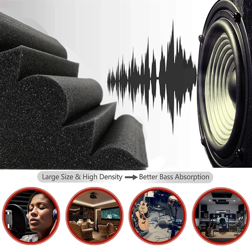 12/24Pcs 12x12x24cm Bass Traps Acoustic Foam Soundproof Foam Panel High Density Sound Absorption Studio Corner Foam