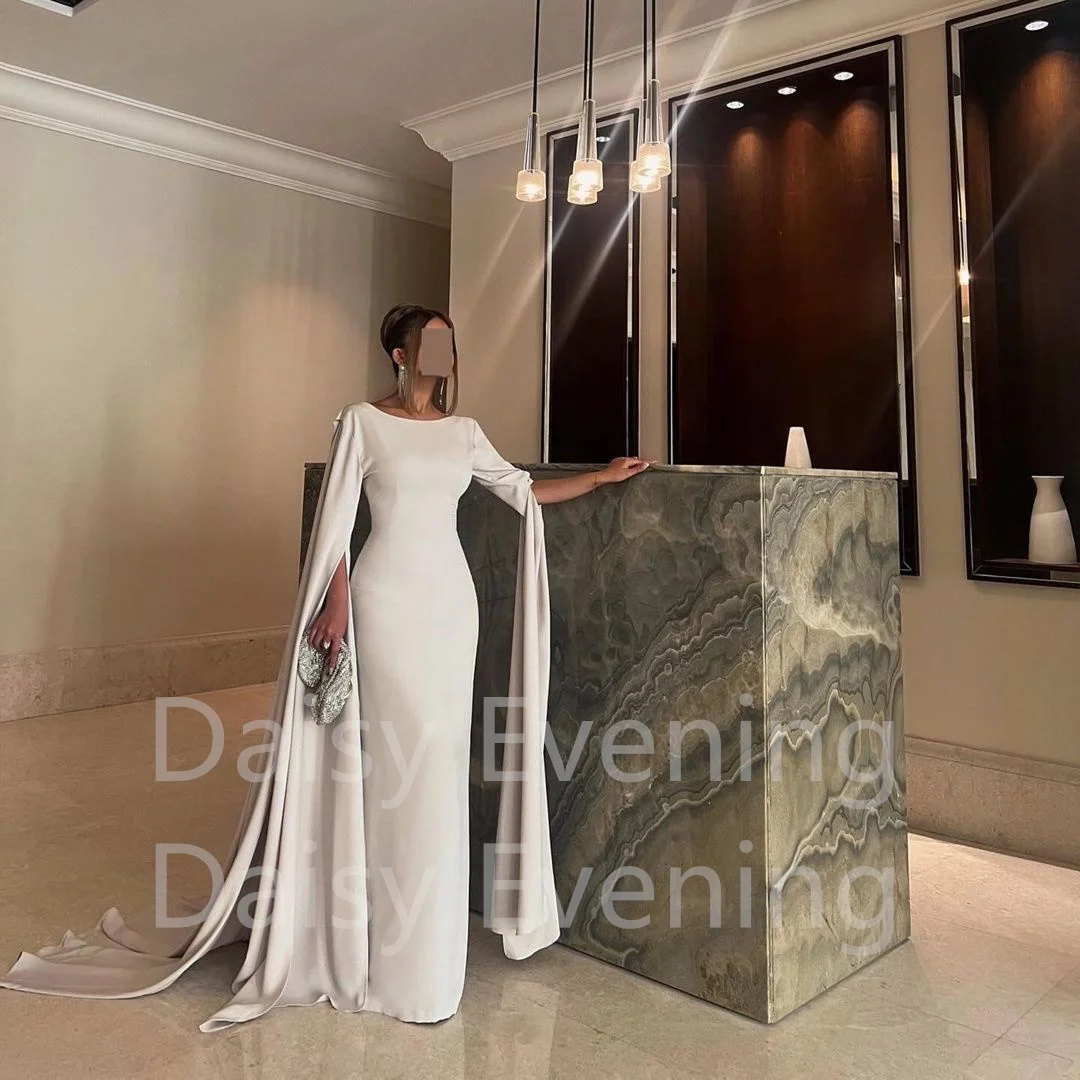 Simply Mermaid Wedding Dress One Shoulder Evening Dress Satin Bride Cathedral Shawl Bridal Prom Gown Formal Occasion Dress