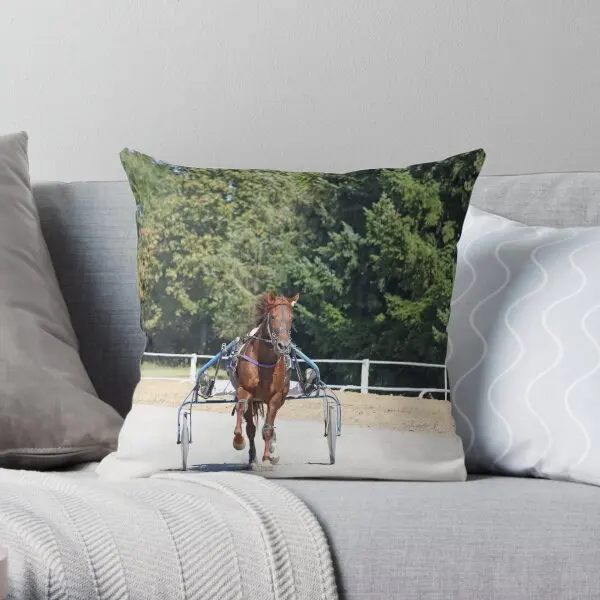 Harness Racing Horse Trotter Breed In Mo  Printing Throw Pillow Cover Comfort Hotel Waist Decor Pillows not include One Side