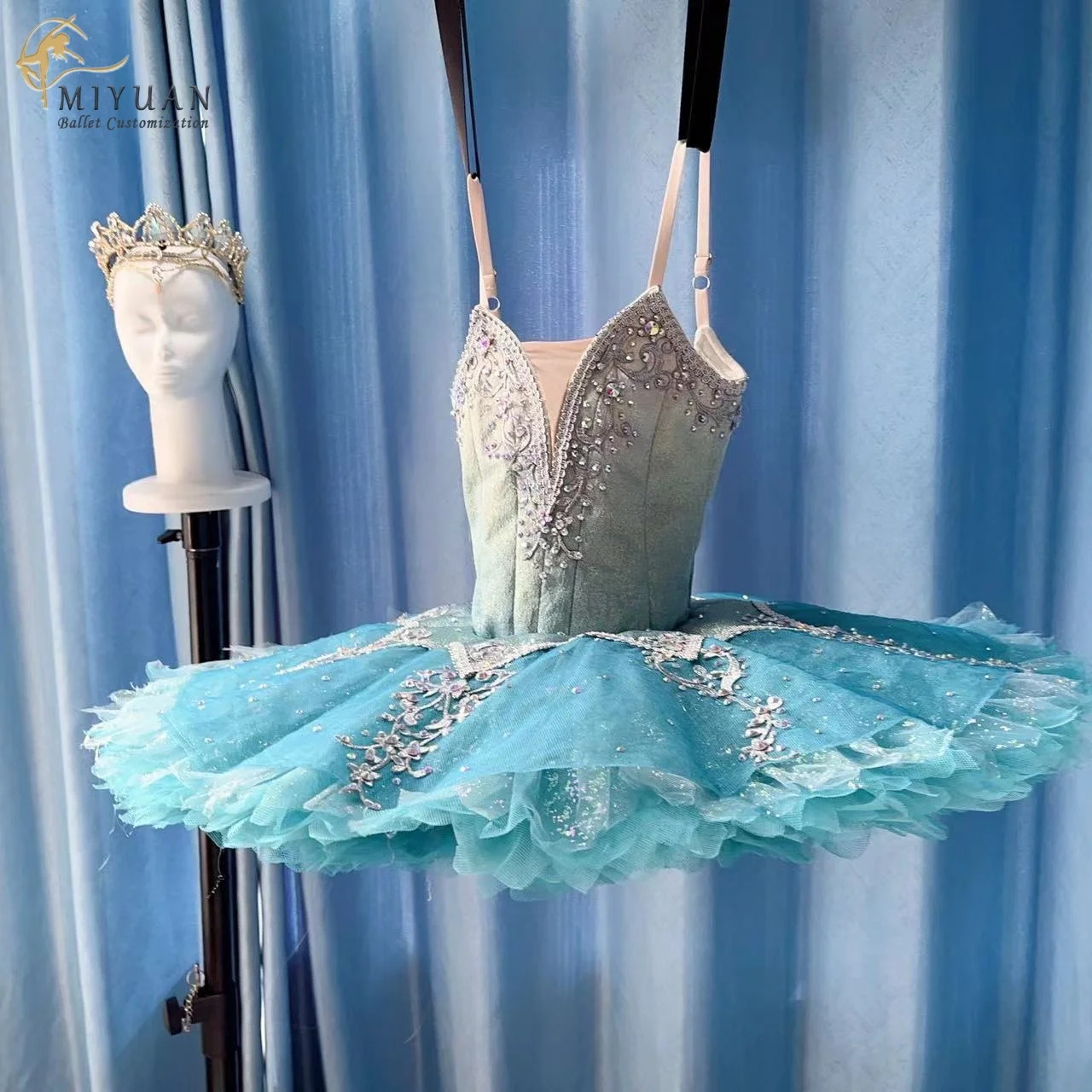 2024 blaue Vogel Silber Fee Pagita Variationen Tutu High-End profession elle benutzer definierte erwachsene Kinder Wettbewerb Kleid Frauen Kostüm