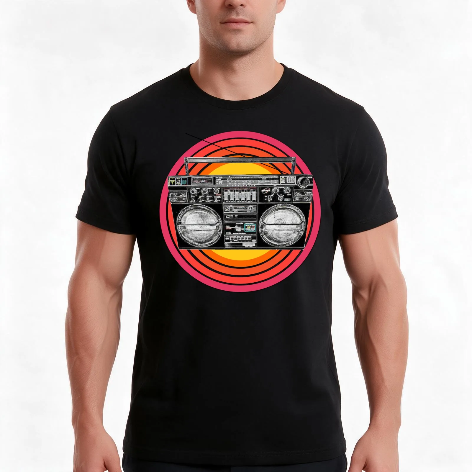 Jambox Boom Box Ghetto Blaster Radio Tape Player T-Shirt Summer Casual Cotton Tee Oversized Streetwear Tops 100% Cotton