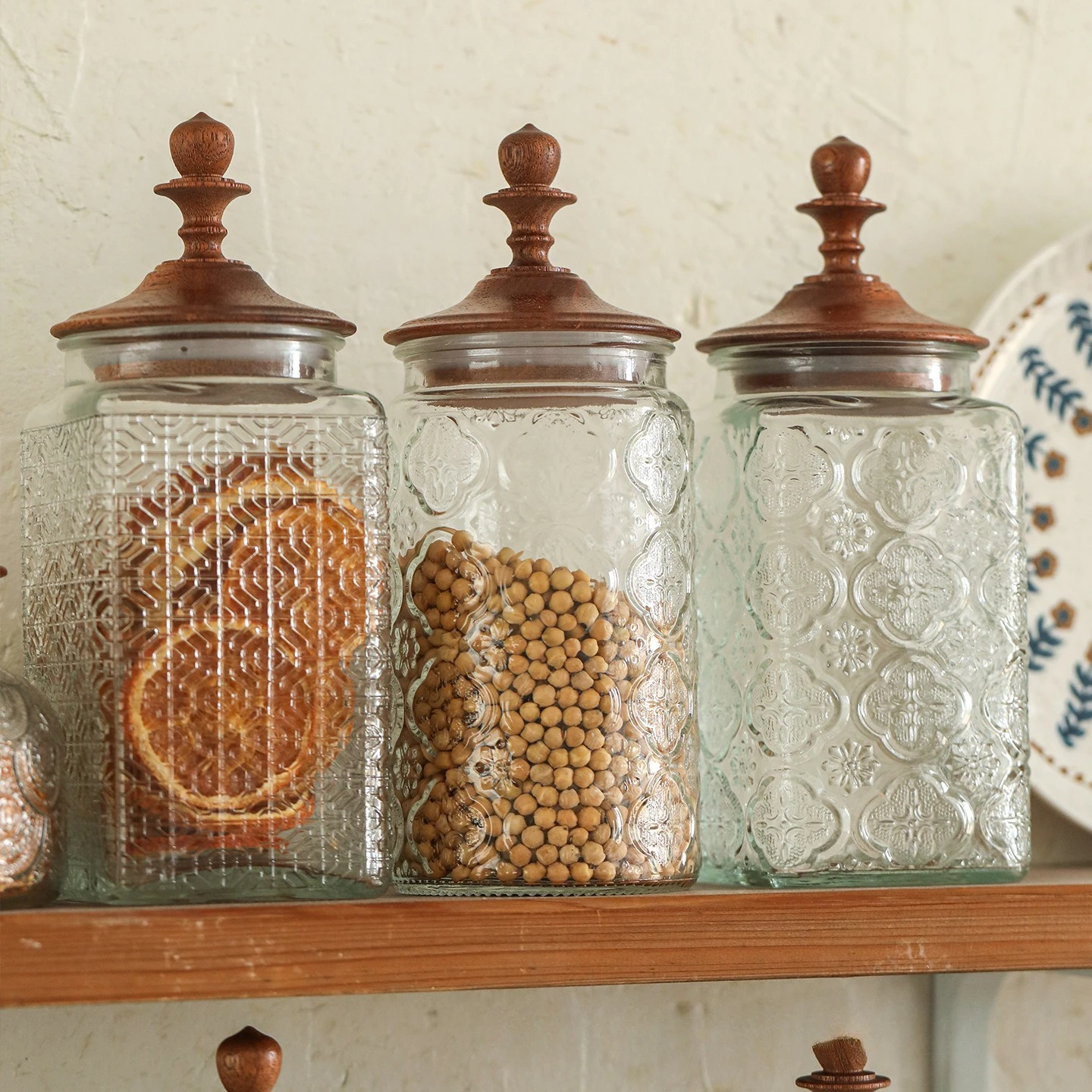 2PCS 1000ML Wide Opening Transparent Glass Sealed Container Large Capacity Dry Food Vessel For Pantry Grain Organizing