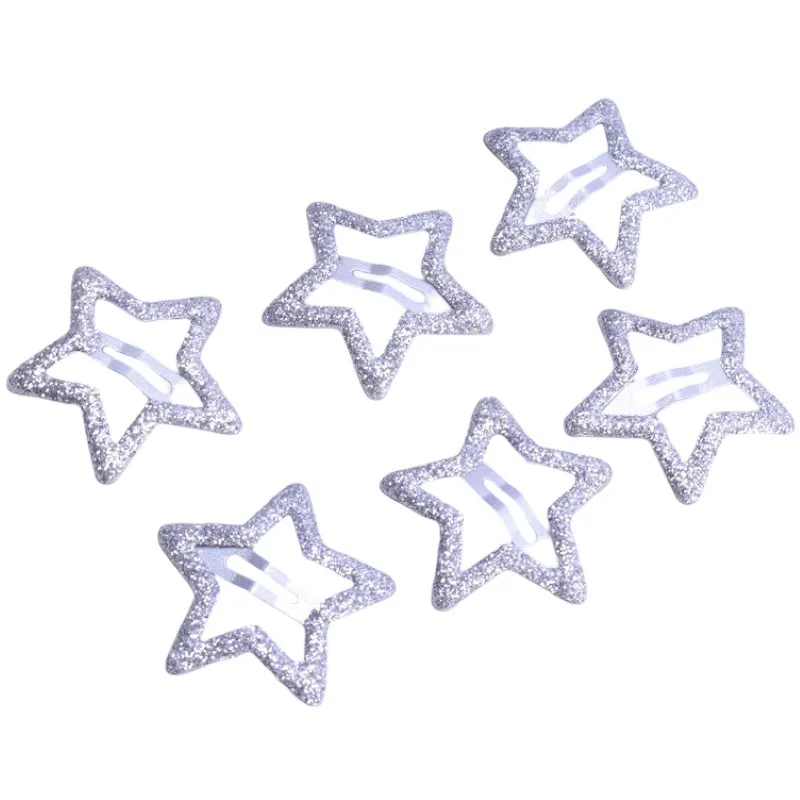 5/10pcs Y2K BB Glitter Star Hairclips Girls Colorful Kawaii Barrettes kids Metal Snap Clip Headwear Hair Jewelry Accessories