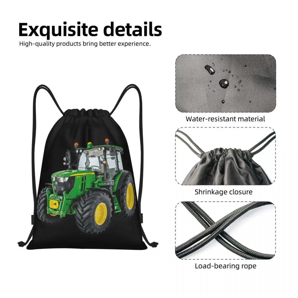 Custom Tractor Drawstring Bags for Shopping Yoga Backpacks Women Men Sports Gym Sackpack