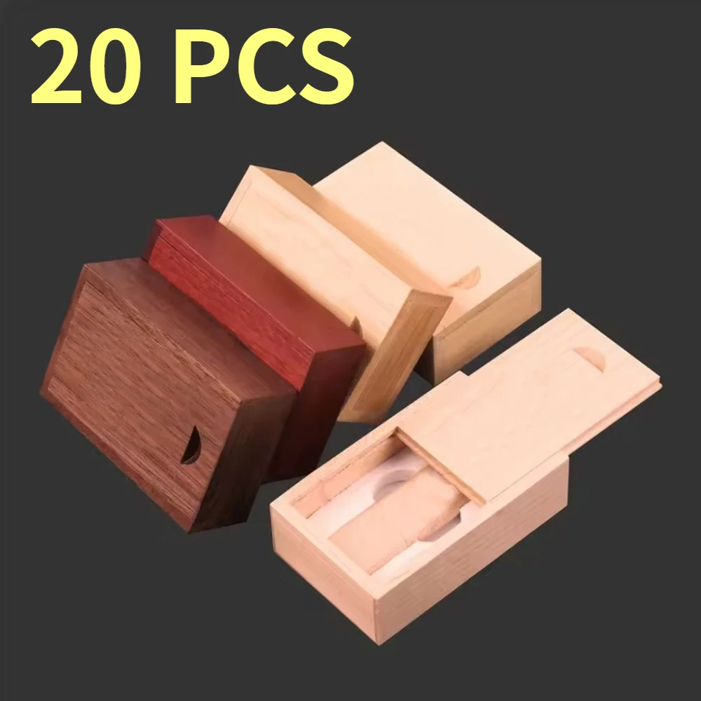 

20PCS Lote USB Flash Drive Memory Stick Free Custom Logo Pen Drive Storage Device Pendrive 128GB 64GB 32GB 16G Wooden Box U Disk