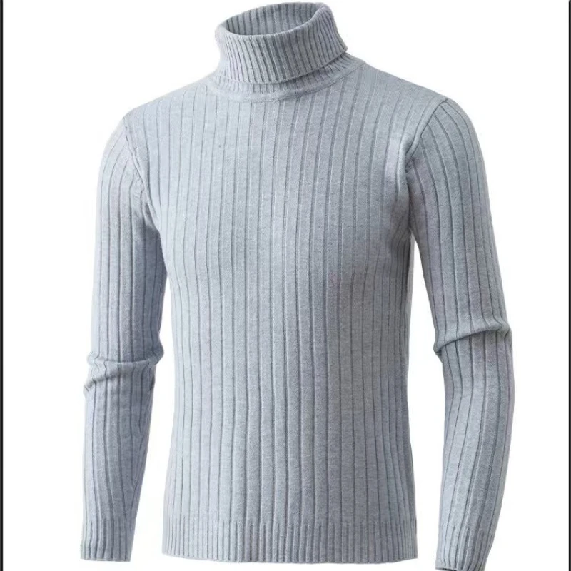 

​ ​ Мужской вязаный свитер в рубчик с высоким воротником - винно-красный (серый/желтый/зеленый/белый) M-3XL Складной универсальный свитер с высоким воротом Теплый