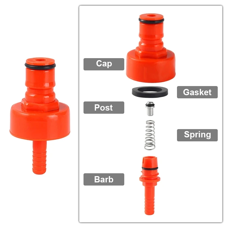 Homebrew Carbonation Kit (Plastic Carbonation Pressure Cap & Co2 Keg Charger & Gas Ball Lock) For PET Bottle Beer Carbonization