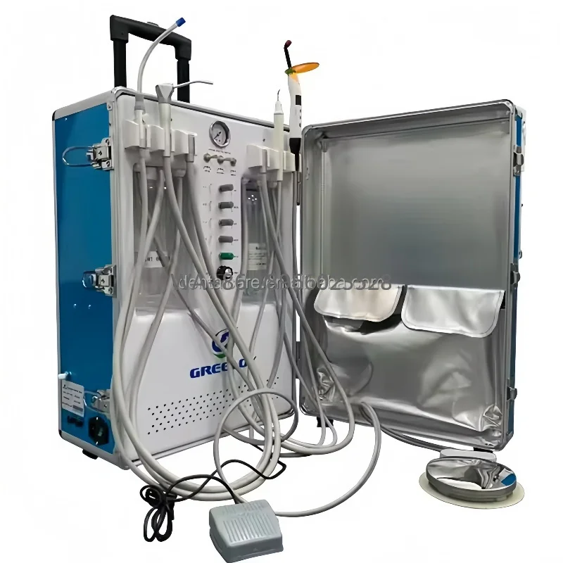 Electric Mobile Dental Portable Unit / Portable Dental Chair with Scaler Curing Light 3-Way Metal Construction GU-P206