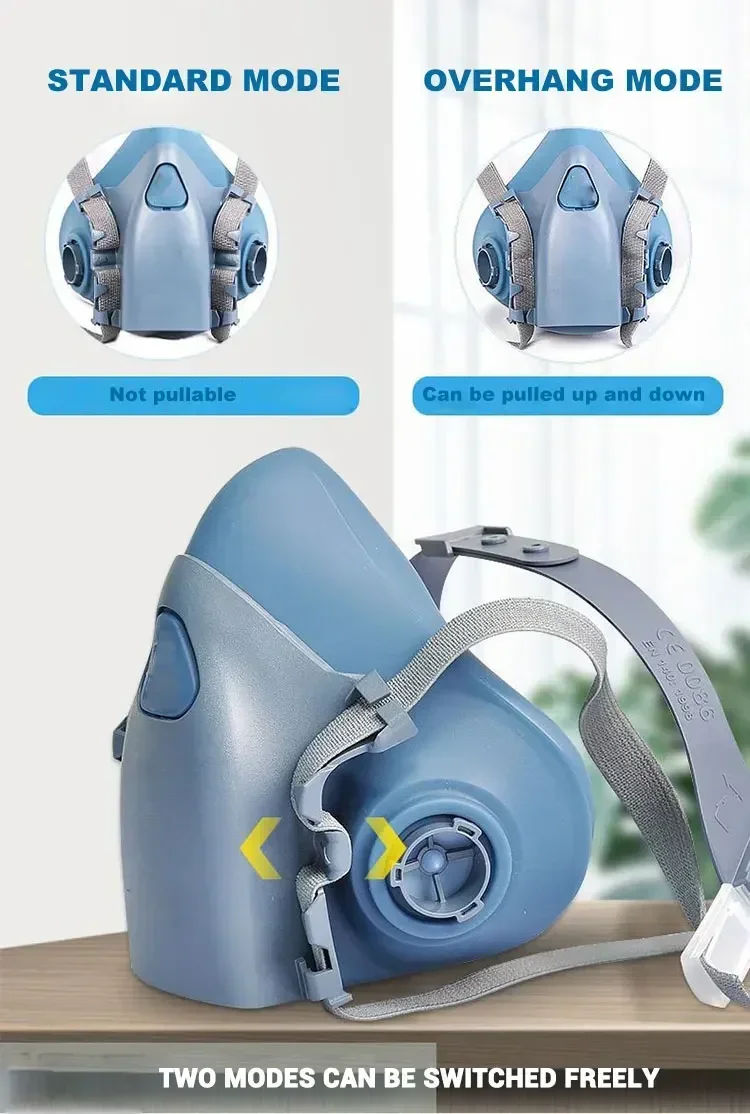 7502 하프 페이스 피스 실리콘 호흡기, 중간 크기, 페인팅 스프레이 페이스 가스 마스크, 5 개