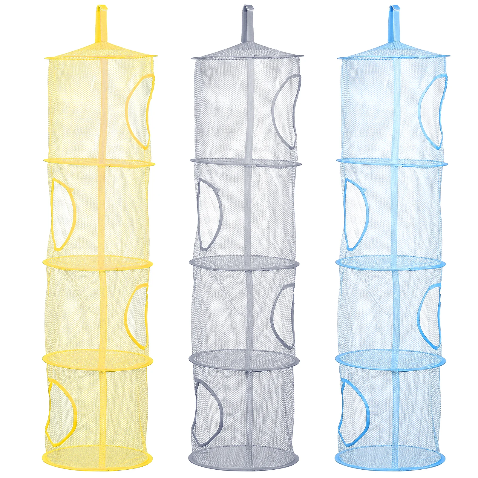 

3 Pcs Foldable Hanging Drying Net Clothes Storage ganizer Mesh Basket for Socks Underwear Toys Space Saving Closet Door