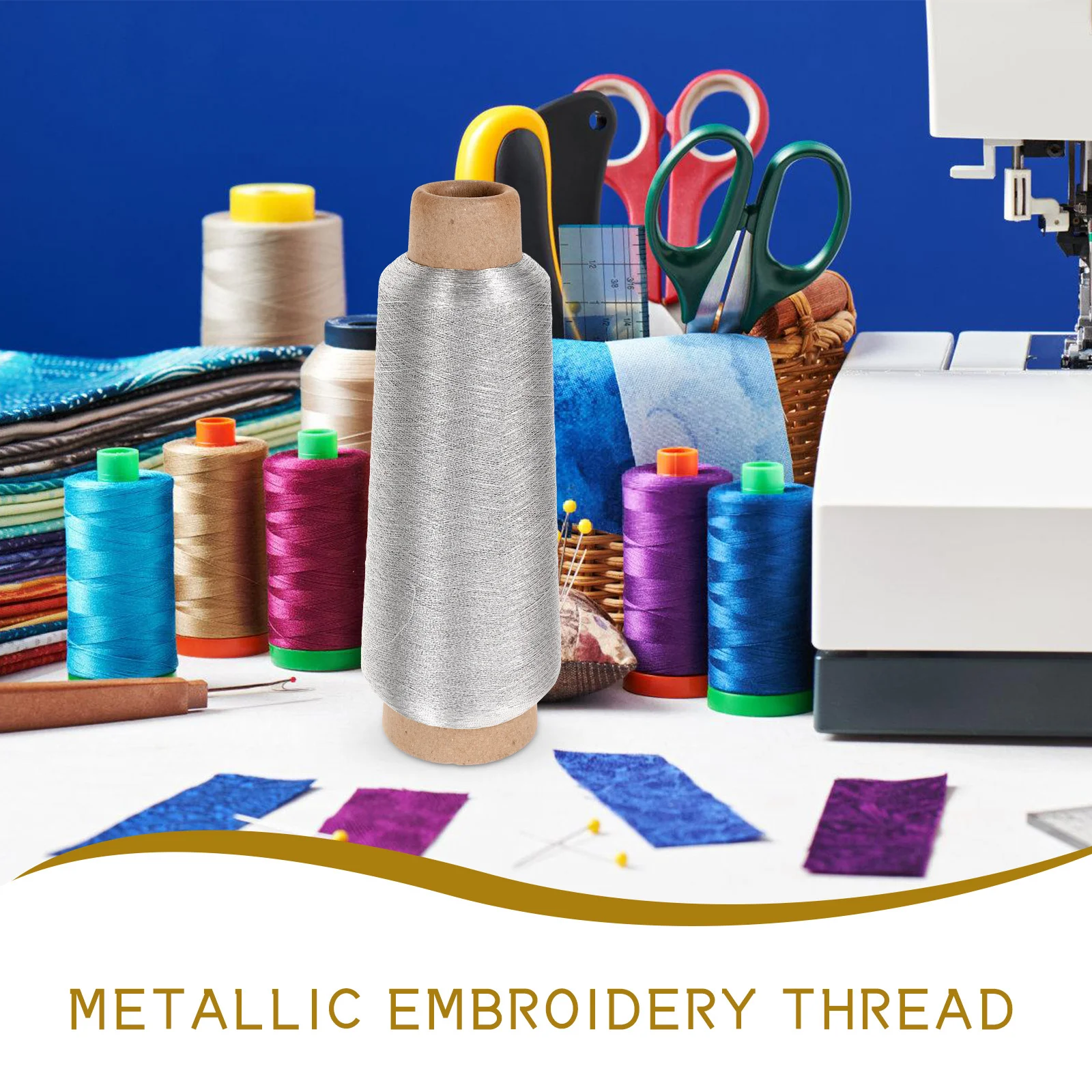 

150D Gold Metallic Sewing Thread 5000 Yards Spool Shiny High Strength Thread for Machine Embroidery Knitting Piecing General