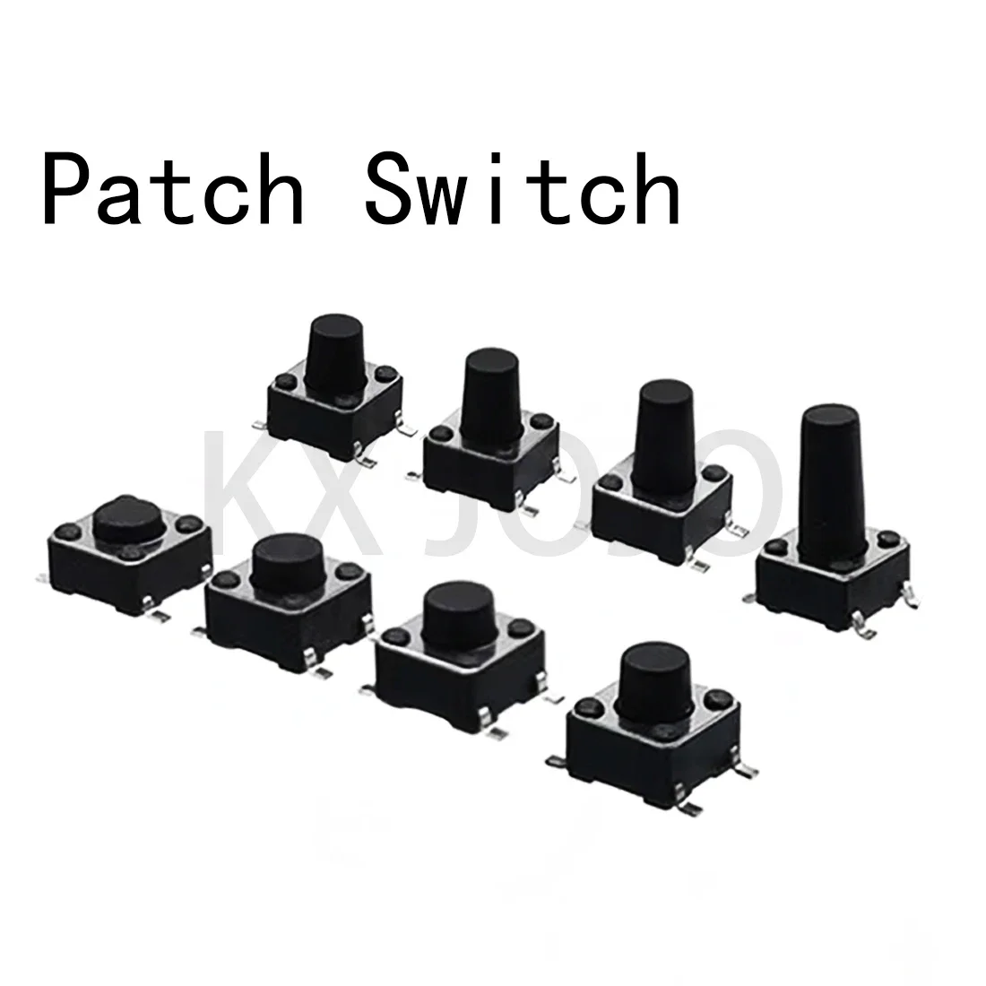 Mini bouton poussoir momentané SMD SMT, bouton poussoir tactile, électronique noir, 50 pièces, broche, patch, 6x6x4mm, 5mm, 6mm, 7mm, 8mm, 9mm, 10mm, 12V