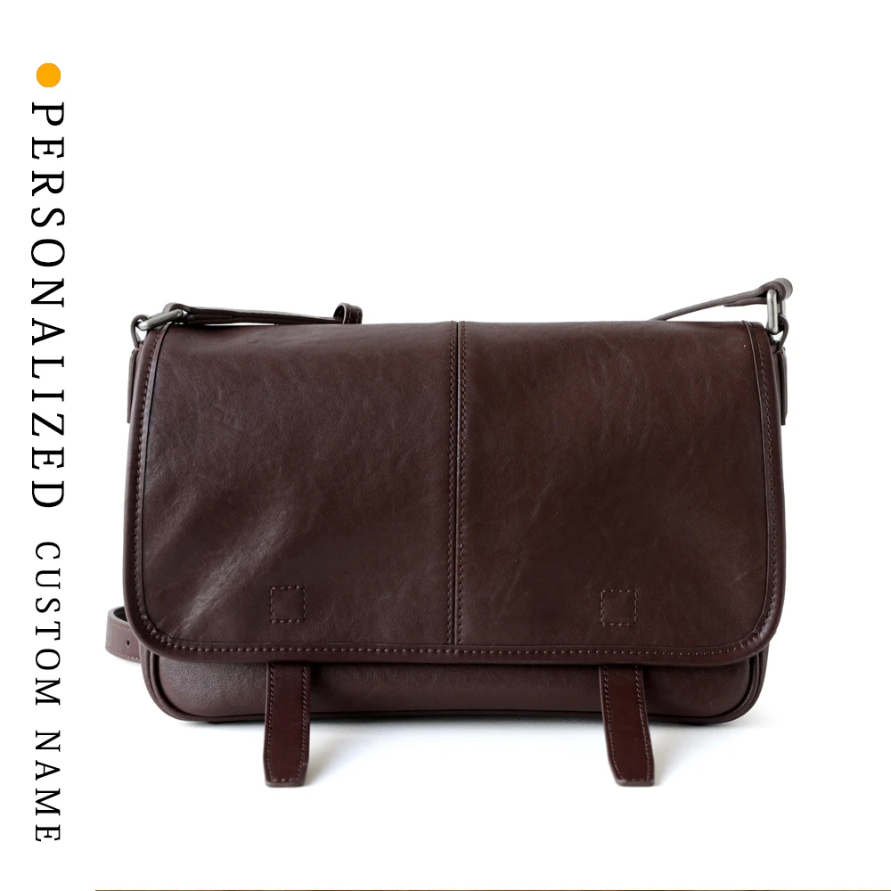 

Vegetable tanned cowhide men and women universal postal bag versatile retro commuter one-shoulder crossbody bag free gold hot